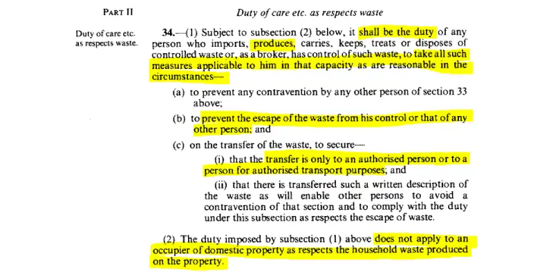 Section 34 EPA 1990 Act